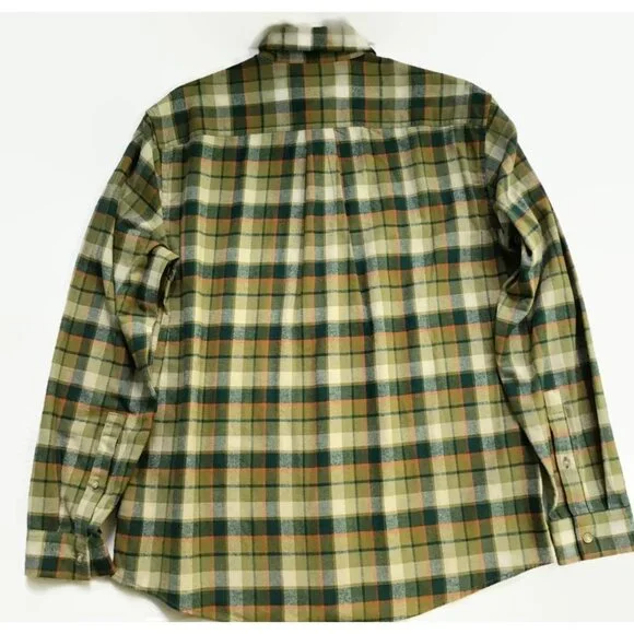 Eddie Bauer Mens Field Flannel Shirt L Green Plaid 100% Cotton Button Down L/S - Picture 8 of 8